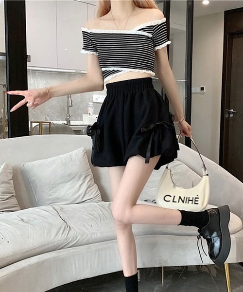 チェック柄 プリーツ ミニ スカート風 ショート パンツ