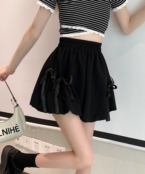 THE HITSS パンツ Y2K リボン付き スカート風 バルーン ショート