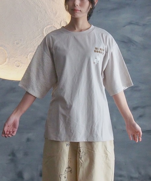 tシャツ 「Hi Hey Hoooo/ハイヘイホー」袖アニマルロンT アニマルシリーズ レディース Hi Hey Hoooo/ハイヘイホー】くま さめ顔どんTシャツ アニマル