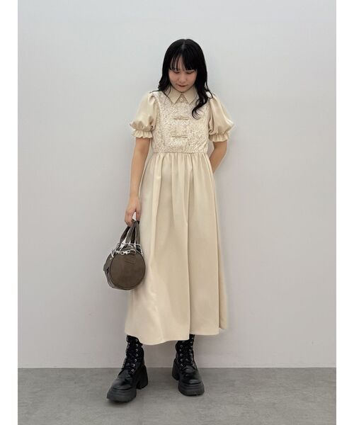 jouetie ワンピース レースドッキングチャイナワンピース