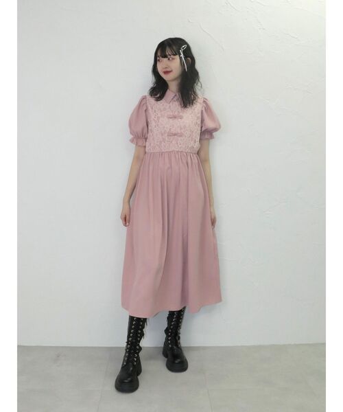 jouetie ワンピース レースドッキングチャイナワンピース