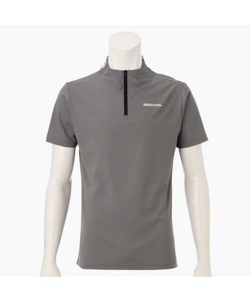 BRIEFING メンズ L グレー シャツ BRIEFING tシャツ MEN'S NECK LOGO HALFZIP SHIRT メンズ