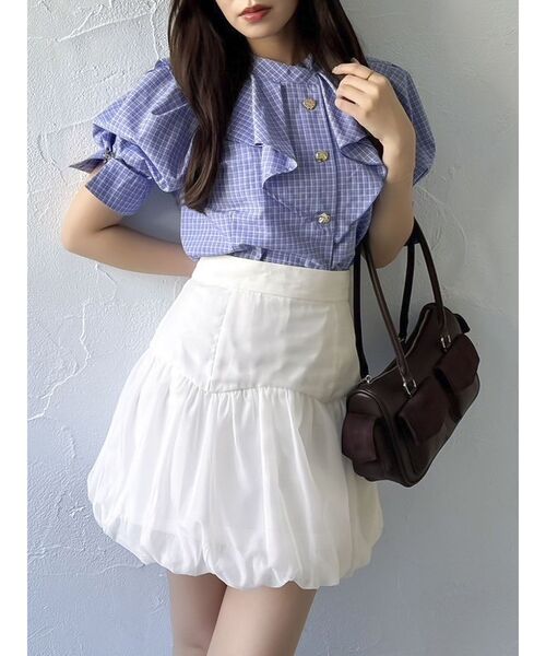 dazzlin アシメフリルボタンブラウス ブルー dazzlin ブラウス シャツ アシメフリルボタンブラウス