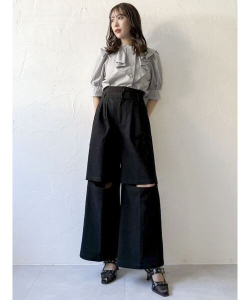 ☺︎出品 dazzlin（ダズリン） ブラウス シャツ アシメフリルボタンブラウス