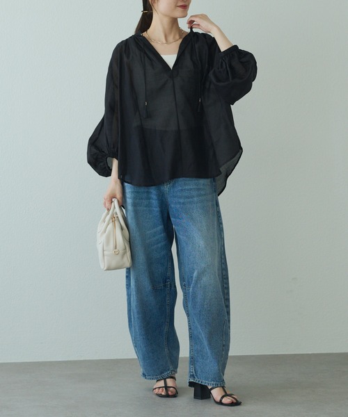 ブラウス シャツ SHEER COTTON SILK レディース pual ce cin ブラウス シャツ 「25th」シアーシルクコットン