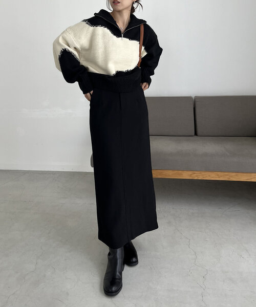 トップス CAPRICIEUX LE'MAGE CAPRICIEUX LE'MAGE Wジップボートネックニット