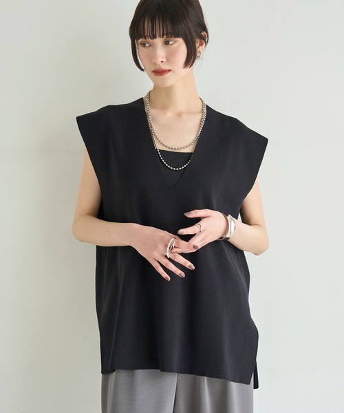 meilmada ベスト ジレ 深Vネックニットベスト レディース : ZOZOTOWN