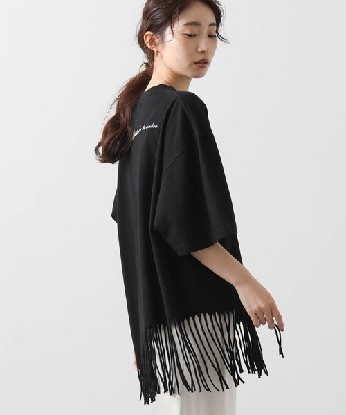 Boutique Ordinary tシャツ フリンジヘムバックロゴ5分袖
