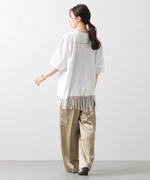 Boutique Ordinary tシャツ フリンジヘムバックロゴ5分袖