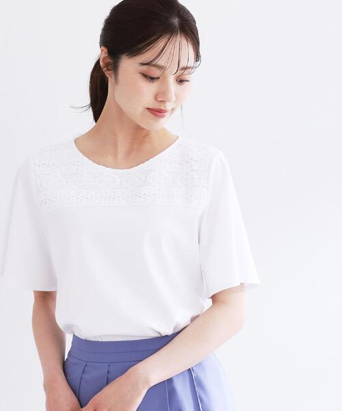 tシャツ 「夏SALE／手洗い可」レースデザインジャージTシャツ レディース