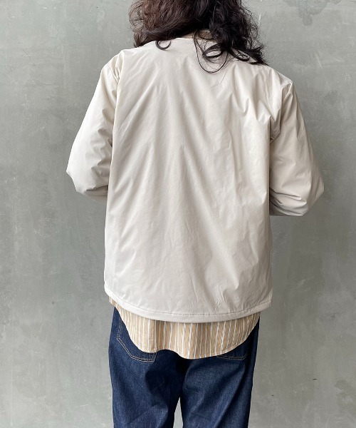 Danton 「DANTON」 ノーカラージャケット M ベージュ レディース