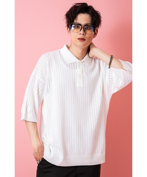 「ankoROCK」 「GLEE」半袖ニット ONE SIZE ブラック メンズ_画像6