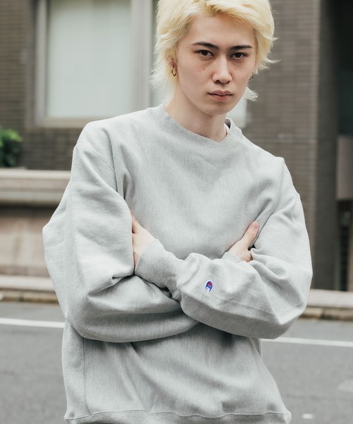 「Champion」 スウェットカットソー M ライトピンク メンズ