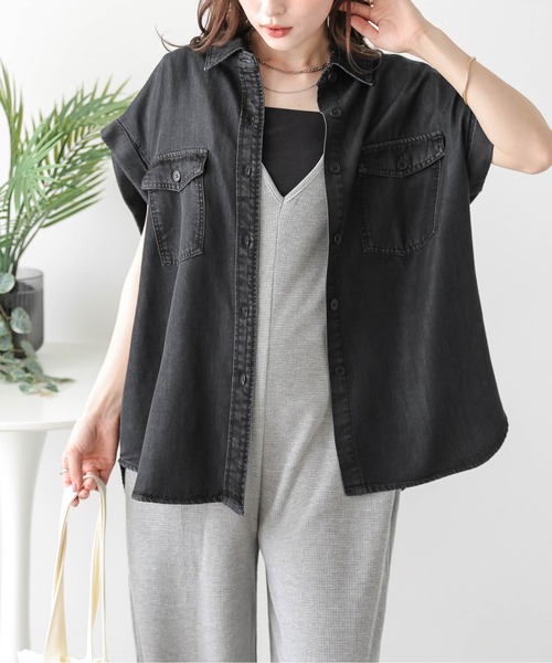 ブラウス シャツ ソフトデニムフレンチシャツ レディース DOUX ARCHIVES ブラウス シャツ ソフトデニムフレンチシャツ