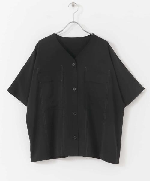 machatt Vネックステッチシャツ ITEMS URBANRESEARCH（アイテムズ アーバンリサーチ） ブラウス シャツ