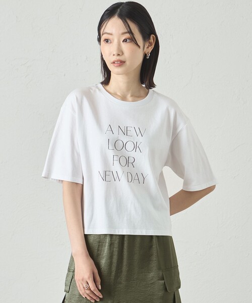 tシャツ 「A NEW LOOK FOR NEW DAY」ラメプリントTシャツ レディース