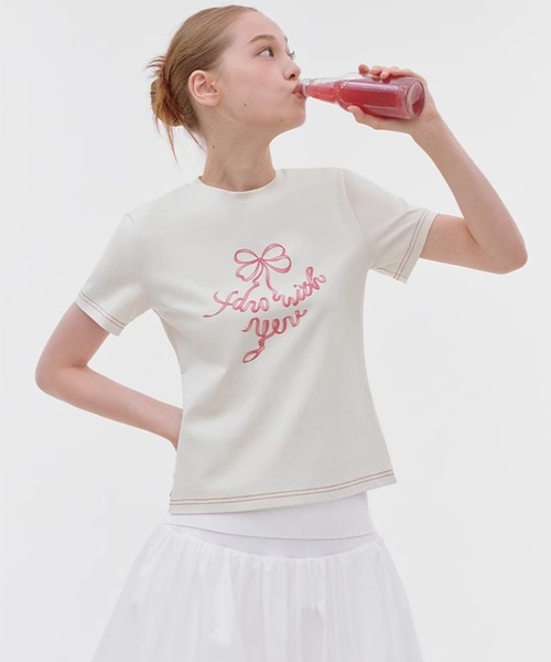 tシャツ リボンレタリングロゴプリント ステッチTシャツ FX25S350「Fano Studios」「2025SS」 レディース メンズ