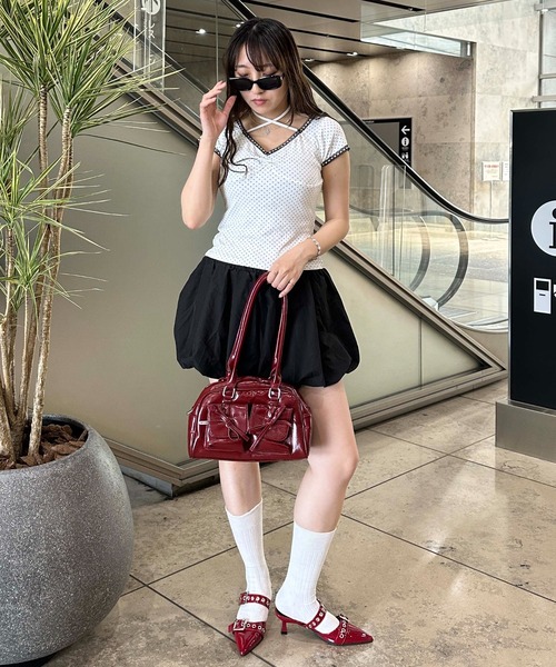 sedacle girl（セダクルガール） tシャツ 半袖 ドット柄ネックリボン