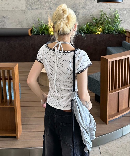 sedacle girl（セダクルガール） tシャツ 半袖 ドット柄ネックリボン