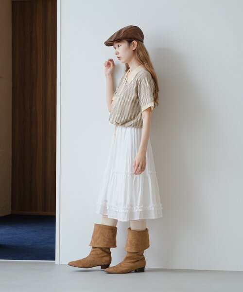 Kastane（カスタネ） スカート 「新色追加/チェック＆無地」フリル