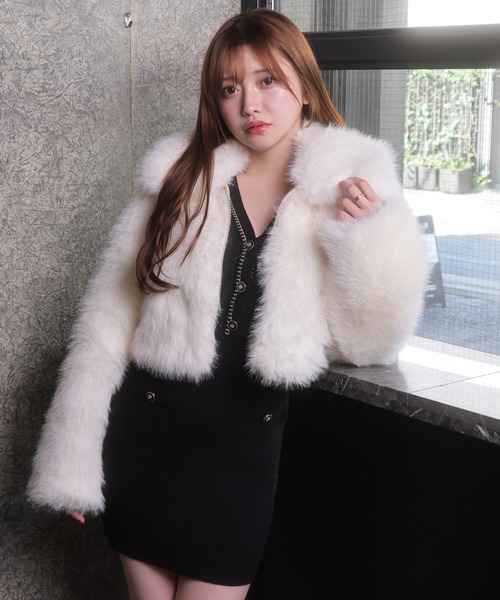 美品✨リバーシブル　2way 毛皮　ラビットファー　レディース LIP SERVICE（リップサービス） コート アウター 2wayカラーZIPファー