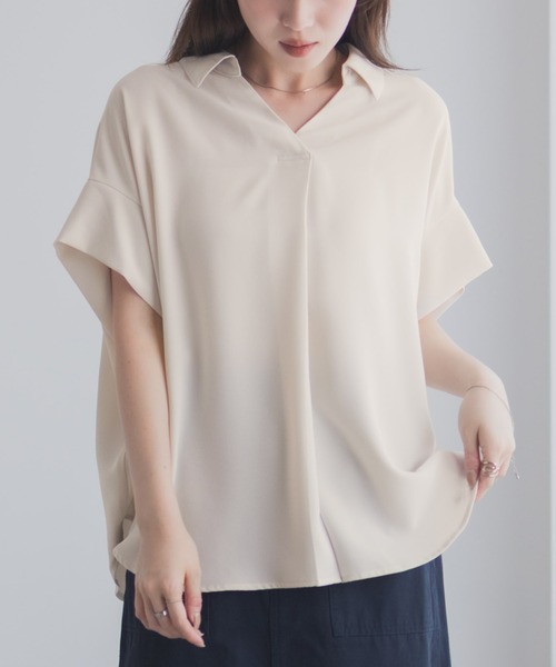 NAVY ブラウス シャツ スキッパーブラウス レディース : ZOZOTOWN