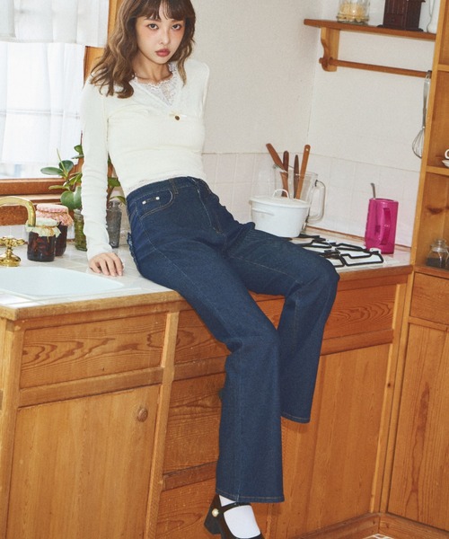 Lallana（ララーナ） ジーンズ デニム デニムパンツ Pocket Frill
