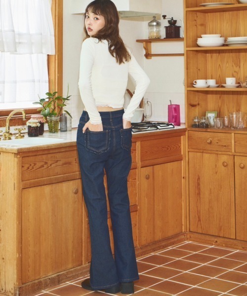 Lallana（ララーナ） ジーンズ デニム デニムパンツ Pocket Frill