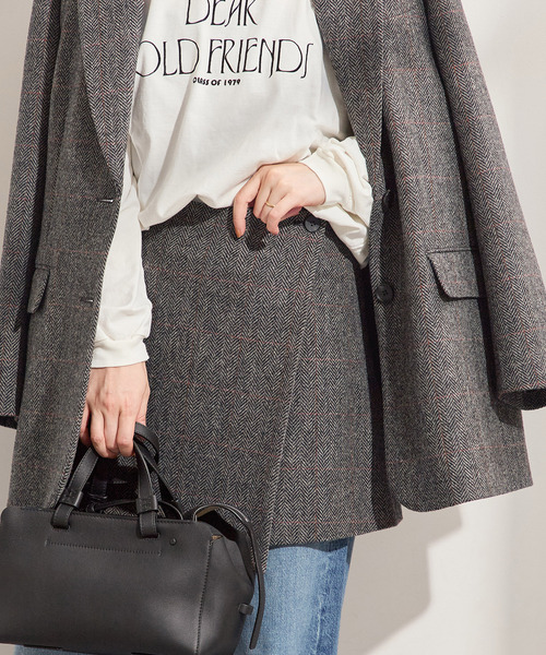 ジャーナルスタンダード レサージュ（journal standard L’essage）/シェットランドウールチェックラップスカート journal standard L'essage（ジャーナルスタンダード レサージュ