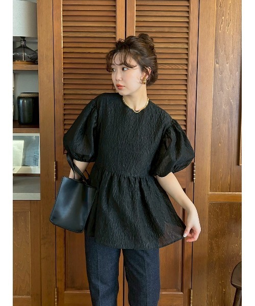 「Mila Owen」 半袖ブラウス 0 ブラック レディース_画像3