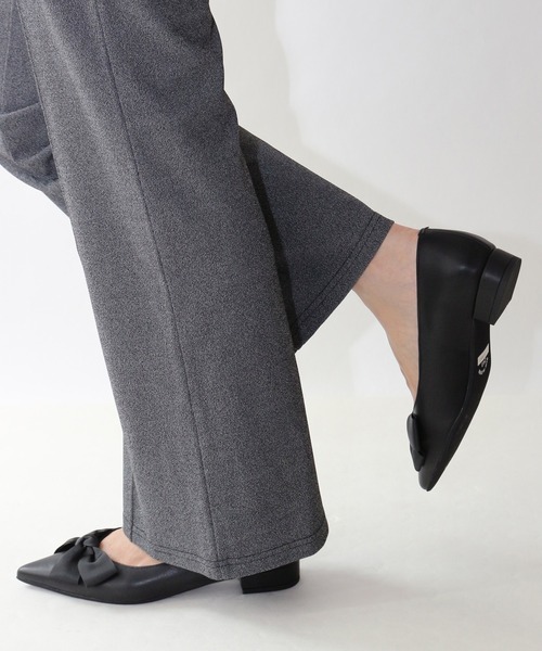 Fin（フィン） パンプス ポインテッドトゥリボンフラットシューズ「低