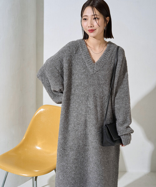 極美品♡フォクシー♡Vネックワンピース 上品リラクシーstyle。ポケット付Vネックワンピース[品番：WZ000004763