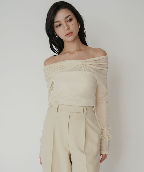 KINO THE KEI tシャツ シアー ベロア ツイスト 3WAY トップス