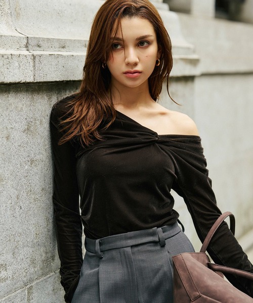 トップス K KINO THE KEI tシャツ シアー ベロア ツイスト 3WAY トップス