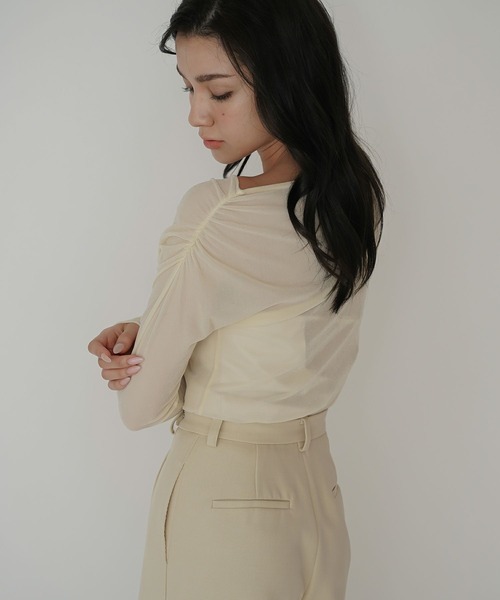 KINO THE KEI tシャツ シアー ベロア ツイスト 3WAY トップス