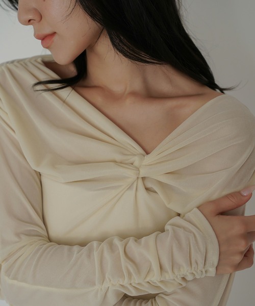 トップス K.K KINO THE KEI tシャツ シアー ベロア ツイスト 3WAY トップス