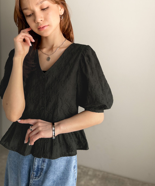 「classicalelf」 半袖ブラウス LARGE ブラック レディース_画像9