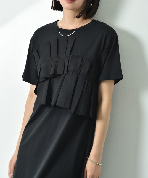 「INTERPLANET」 半袖ワンピース FREE グレー レディース_画像2