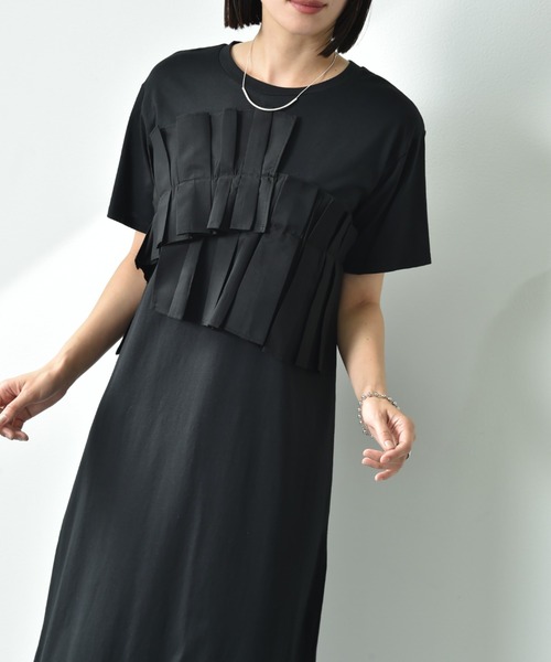 「INTERPLANET」 半袖ワンピース FREE グレー レディース_画像3