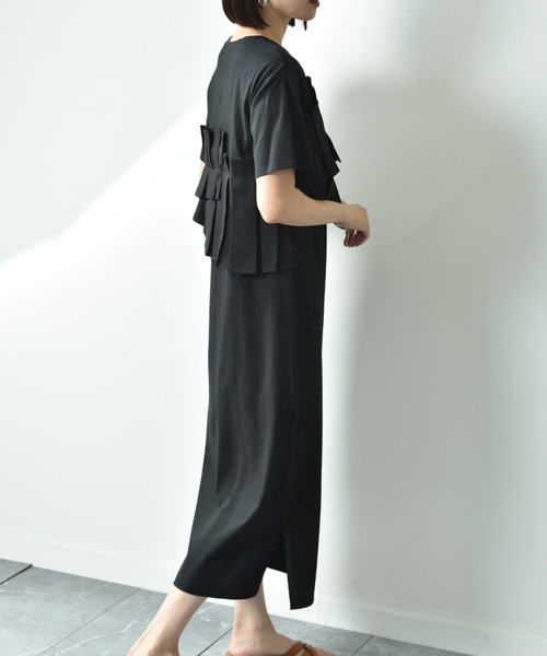 「INTERPLANET」 半袖ワンピース FREE グレー レディース_画像4