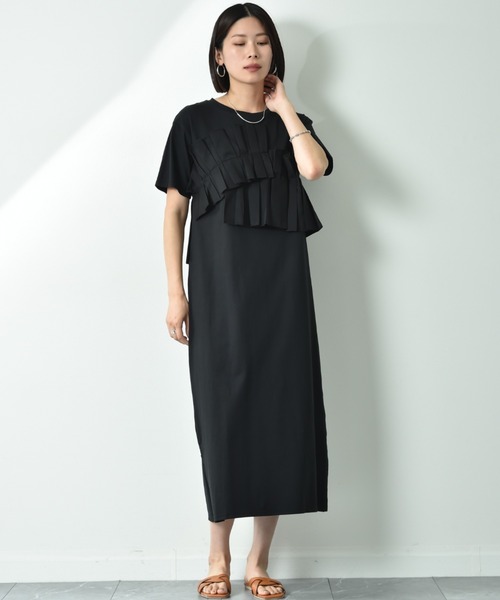 「INTERPLANET」 半袖ワンピース FREE グレー レディース_画像7