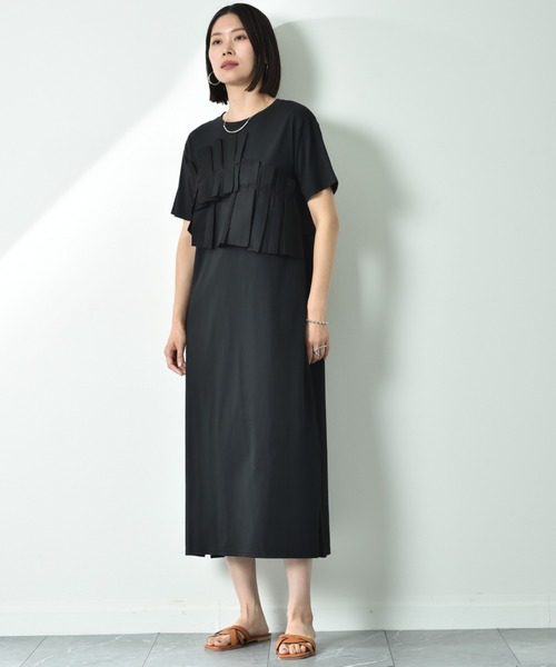 「INTERPLANET」 半袖ワンピース FREE グレー レディース_画像8