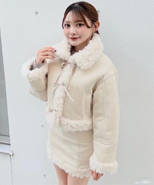 NOMAE（ノーマエ） ムートンコート ボアコート 「セット商品」リボン