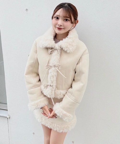 NOMAE（ノーマエ） ムートンコート ボアコート 「セット商品」リボン