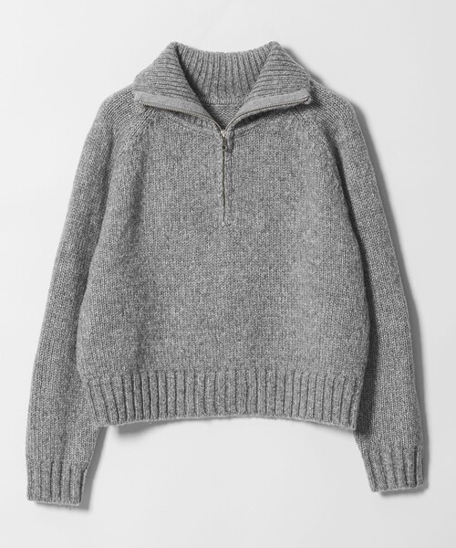 BEAUTY&YOUTH ウール100%ハーフジップフーディーニット ウール ハーフジップ フーディ