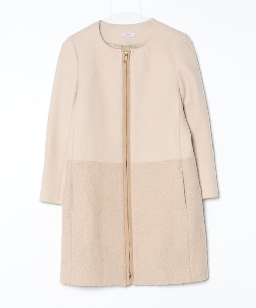 IENA」 ノーカラーコート 36 ベージュ レディース