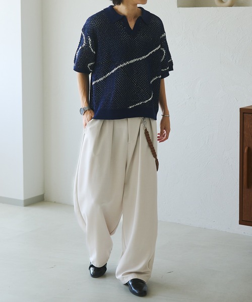 「epnok」 半袖ニット SMALL ブルー メンズ_画像7