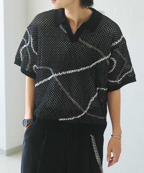 「epnok」 半袖ニット SMALL ブルー メンズ_画像8