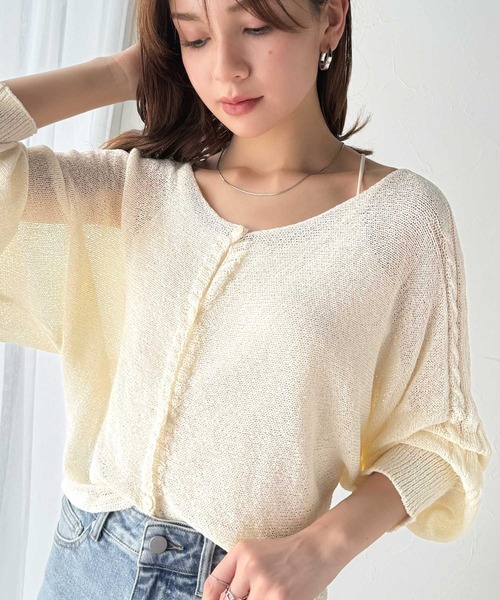 「mily bilet」 ニットカーディガン MEDIUM ブルー レディース_画像5