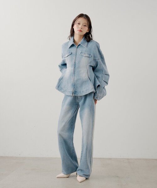 CHIEKO+ チェコプラス 新品タグ付　デニムTEDDY ショートジャケット Chico（チコ） コート アウター 「SALON by Chico」デニムペプラム